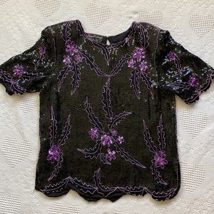 Royal Feelings 100% pure silk formal top with sequins and bling!✨